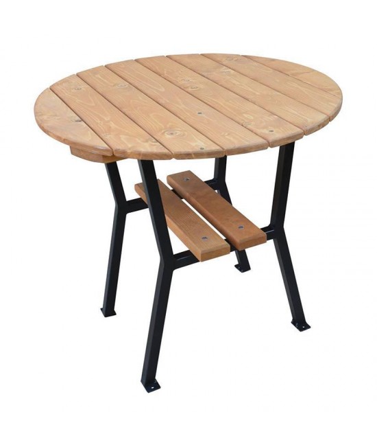 Stôl záhradný okrúhly 100 cm drevo a oceľ